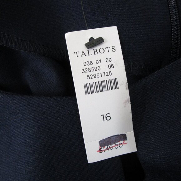 Talbots Plus Size Navy Blue White Lace Trim Short Sleeve Sheath Dress 16 - Picture 9 of 11